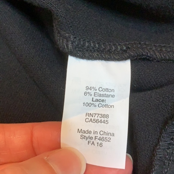 J CREW ladies black top with embroidered hem lace - Picture 8 of 9